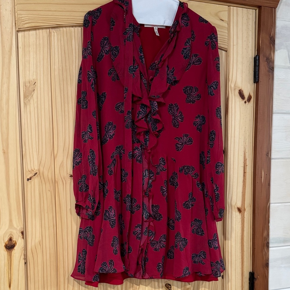 Saloni cherry Ribbon Ruffle Dress size medium